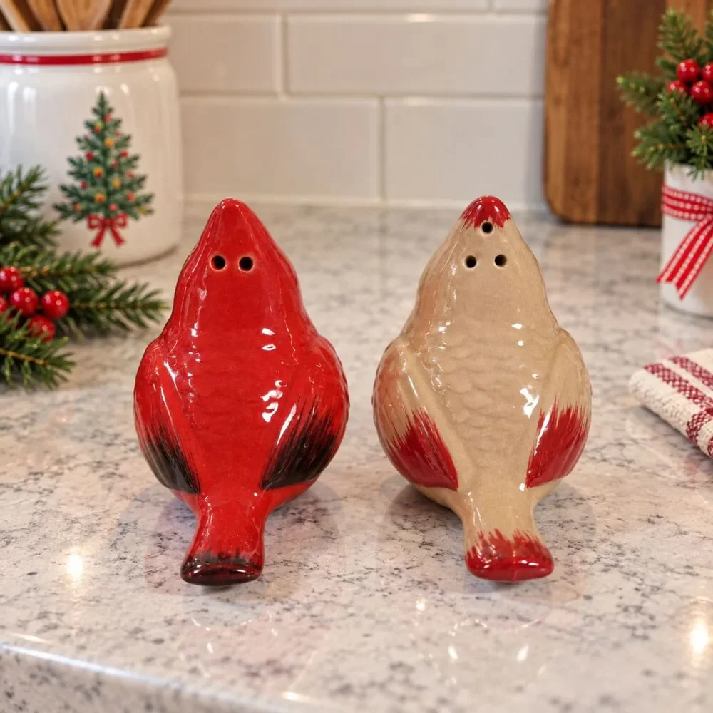 Hallmark Cardinal Salt & Pepper Shakers Christmas Birds 2022 New in Box